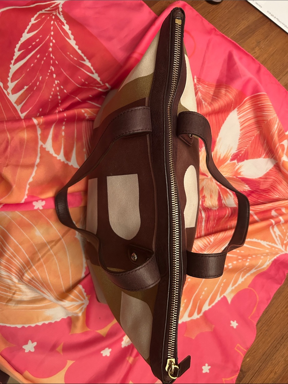 Bally Brown and Gold Patterned Women’s Tote Bag - Picture 6 of 8